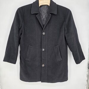 Men Lauren Ralph Lauren Overcoat Wool Black Med Single Breast Lined Coat Fit Big